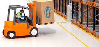 Značky namaľované na podlahe skladovacieho systému Pallet Shuttle