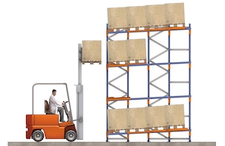 Regálové kanály push-back sú mierne naklonené, aby sa uľahčili operácie vykladania